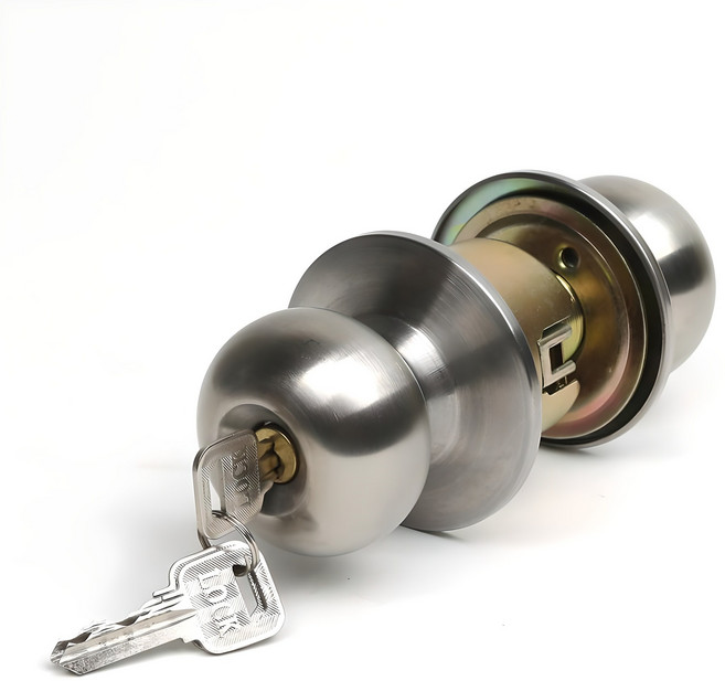 8300 SS 실버 원형 (열쇠형) 침실용 방문손잡이, 1개