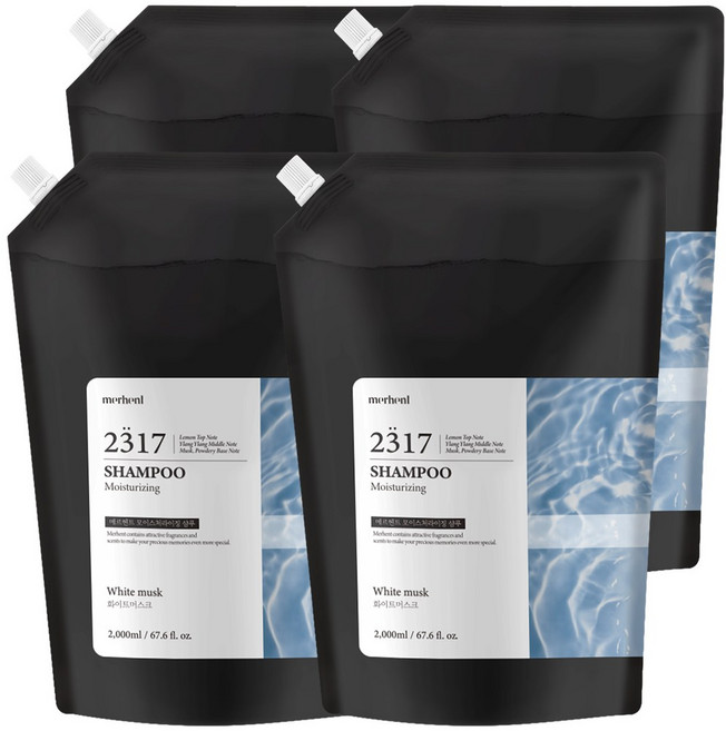 메르헨트 모이스처라이징 대용량 샴푸 리필 화이트머스크, 4개, 2L