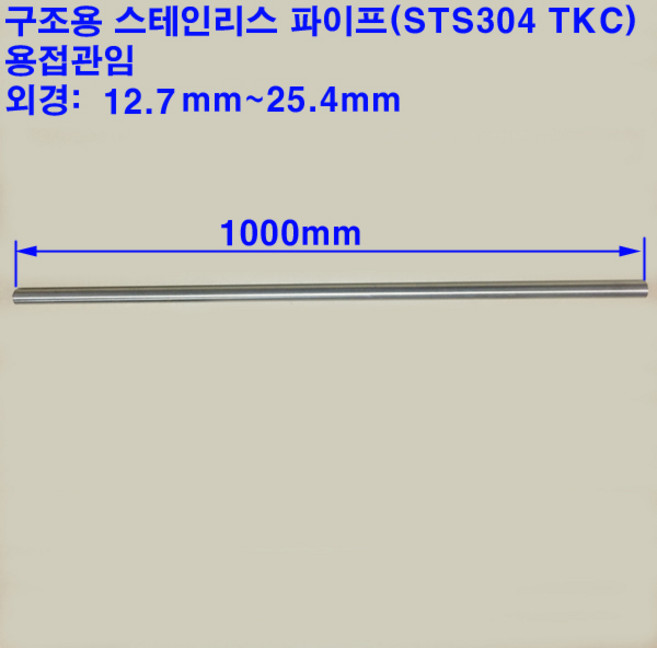기계구조용 스테인레스 파이프(STS304TKC)/스텐파이프/용접관/12.7~25.4mm/1m, 19.1X1.1T, 1개