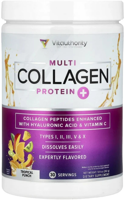Vitauthority 종합 콜라겐 단백질 트로피컬 펀치 맛 282g(9.9oz), Vitauthority종합콜라겐단백질트로피컬펀치맛282, 282g, 1개 - 쿠팡