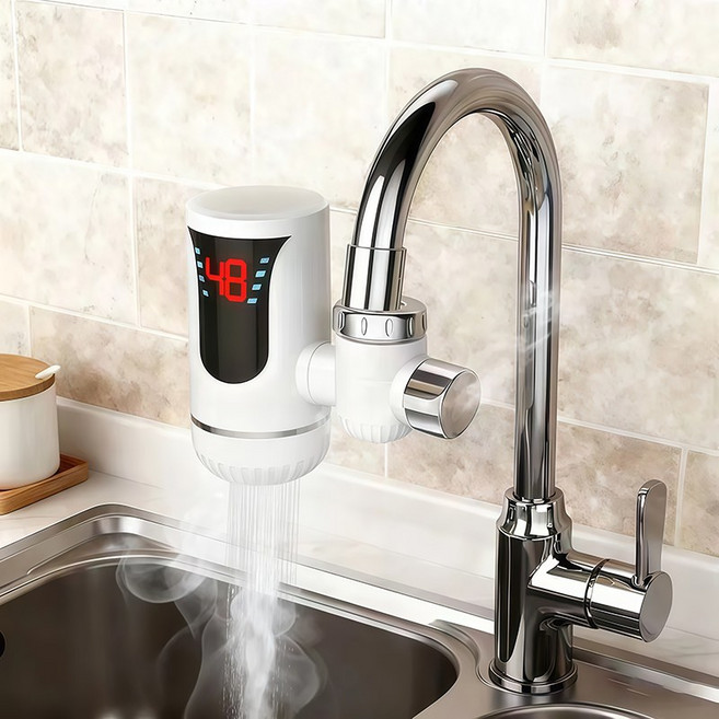 순간온수기 전기 수도꼭지온수기 간이 설치 급속가열, 화이트, 1