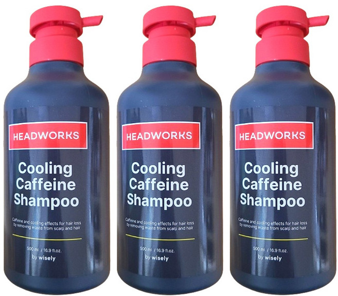 헤드웍스 샴푸 탈모 카페인 쿨샴푸, 3개, 500ml