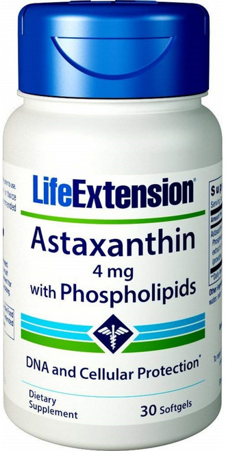 LIFE EXTENSION 蝦紅素磷脂軟膠囊 4mg, 30顆, 1罐