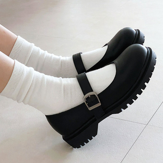 꼼지락 여성 메리제인 통굽 키높이 발편한 로퍼 단화 3.5CM