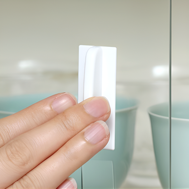 고쿠보 소형 접착식 미닫이문 손잡이, 화이트, 1개, ABS, 모던화이트, 방문용(실내용)