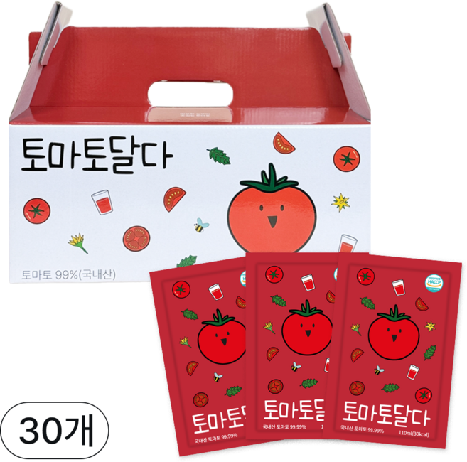 국산토마토 갈아만든 해썹 스테비아 토마토즙 30팩 선물용, 30개, 110ml