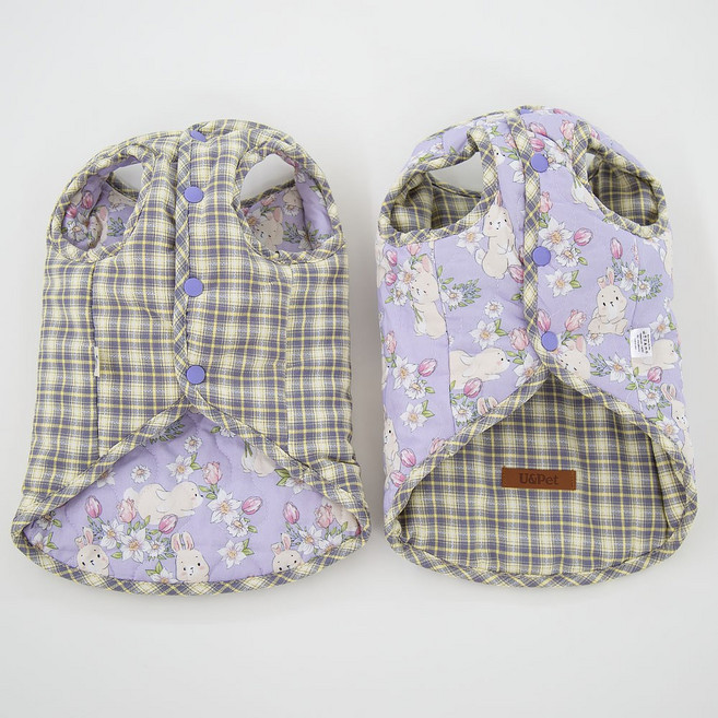 유앤펫 스위티 래빗 리버시블 양면 베스트 중형견 대형견 옷, 퍼플, 1개