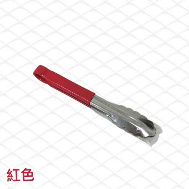 餐具達人【10吋 梅花夾 】耐高溫防燙不鏽鋼食品夾 燒烤夾 萬用夾 矽膠手柄夾, 紅色, 1個