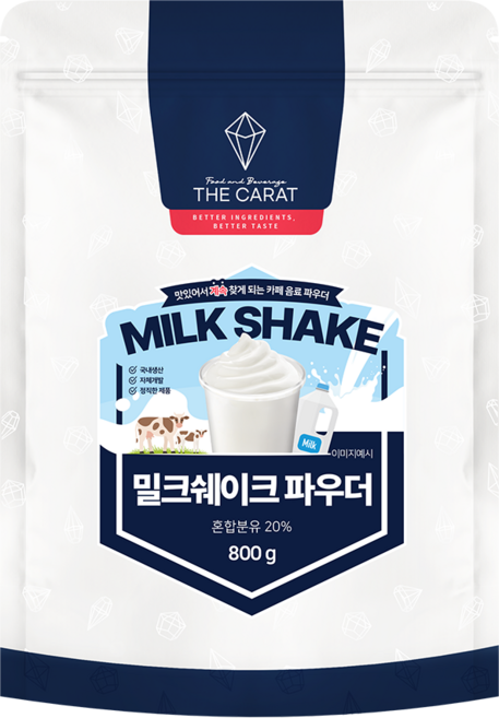 더캐럿 밀크쉐이크 파우더 800g 남녀노소 누구나 즐기는 밀크쉐이크 분말, 1개, 1개입