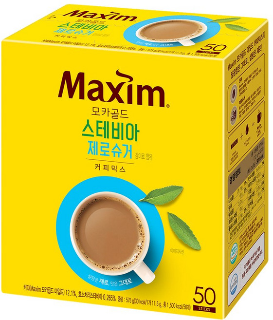 맥심 모카골드 스테비아 제로슈거 커피믹스, 11.5g, 1개, 50개입