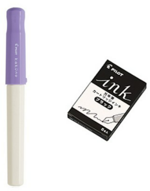 파이롯트 카쿠노 만년필 + 카트리지 5p 세트, EF, SV(만년필), 블랙(카트리지)