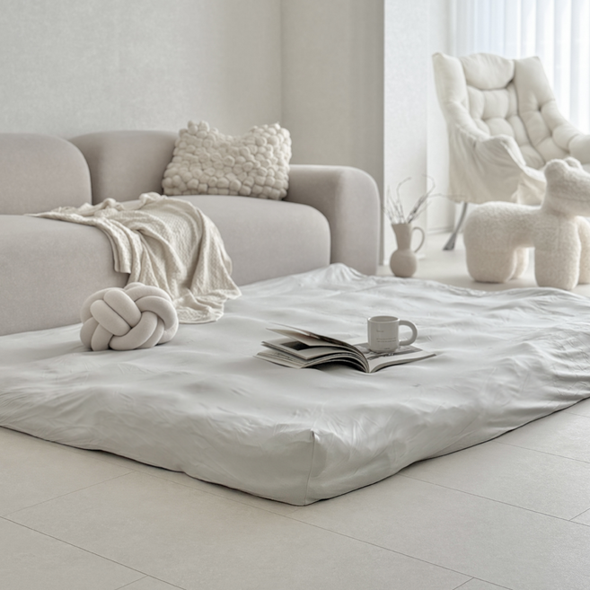 누잠/스프링 매트리스 친환경 사계절 커버 1개, 더블업 토퍼 매트리스 커버, 라이트그레이