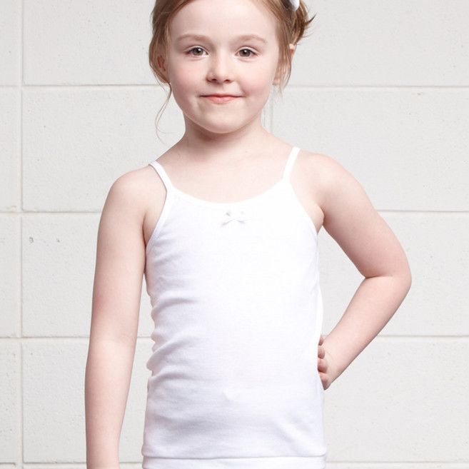 트라이TRY 여아 흰색 아동끈런닝 5개 면100%