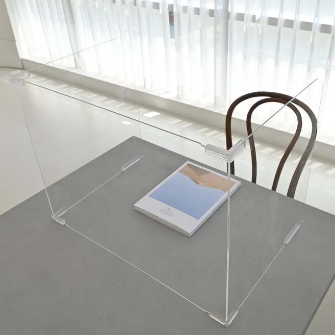 [강화도] ㄷ자형 칸막이 디귿자 아크릴 가림막 1인용 책상 학교 관공서 학원 식당 회의실 대형 테이블 비말차단, 800 X 600, 높이 450