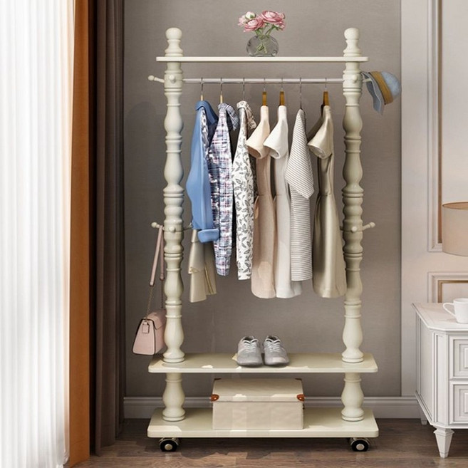 엔틱 행거스탠드 의류매장 코트랙 앤틱 옷가게 진열대 선반 유럽식, 아이보리화이트 120cm