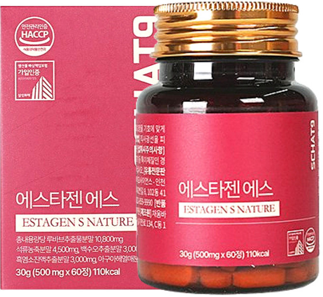 스캇나인 에스타젠 여성 루바브 식물성 에스트로겐, 1박스, 60정