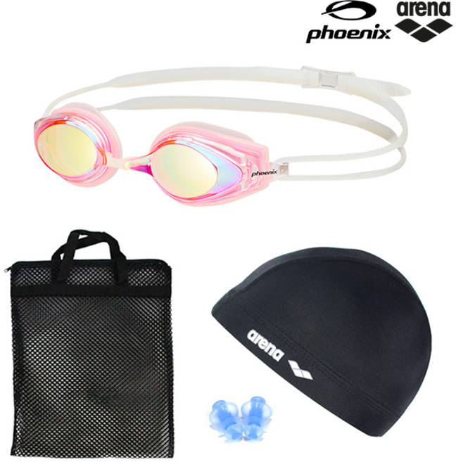 피닉스 PN-802M 레이싱용 미러수경 물안경 4종세트, PN-802M(핑크), 1개