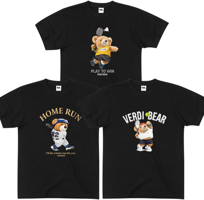 [곰돌이 스포츠] 1+1+1 베이직핏 반팔 티셔츠 20수 여성 남자 반팔티 3장