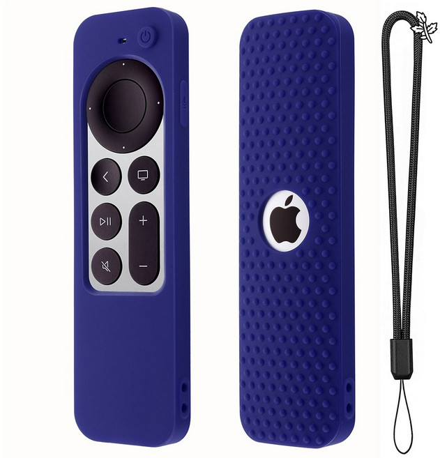 Parseley 애플TV 4K 신형 6세대 호환 리모컨 실리콘 케이스 커버 스트랩 포함, 네이비, 1개