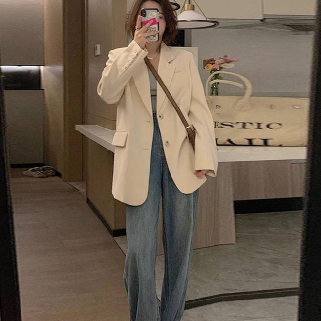 黑色休閒西裝外套女 韓版短款氣質西服