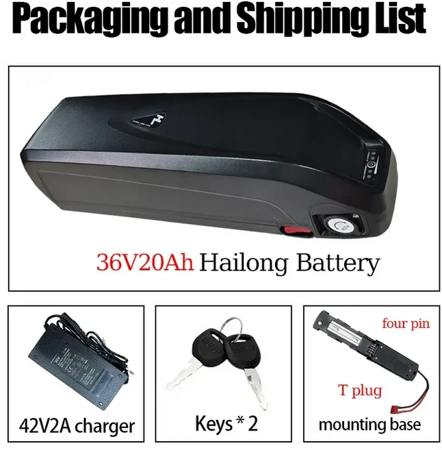 하이롱 18650 배터리 팩 36V 48V 18Ah 20Ah 방수 기능 바팡 BBS02 모터용 5V USB 충전 지원, 09 36V20Ah T plug