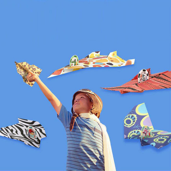 소근육발달 동물 캐릭터 종이 비행기 접기 종이접기, 2개, 종이접기비행기