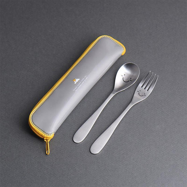 밝은친구들 어린이 수저 포크 2종 수저집포함 어린이선물 얼집생일선물 국내생산, 1세트, 수저+포크, 실버