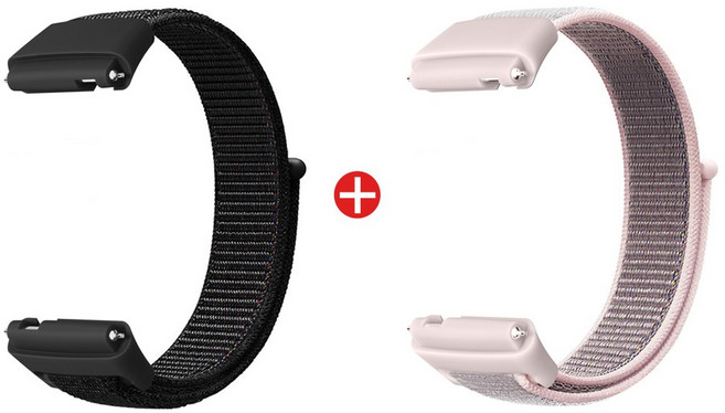 샤오미 레드미 워치3 액티브 호환 스포츠 루프 스트랩 (2개), 블랙+은핑크