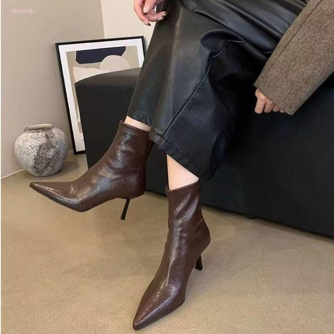 秋冬新款時尚氣質細跟短靴女韓版尖頭女靴