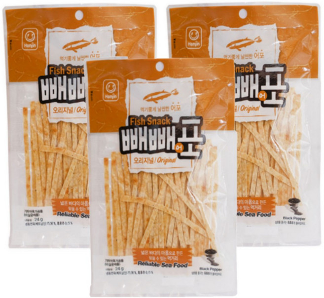 (한진) 빼빼어포 오리지널 24g, 3개