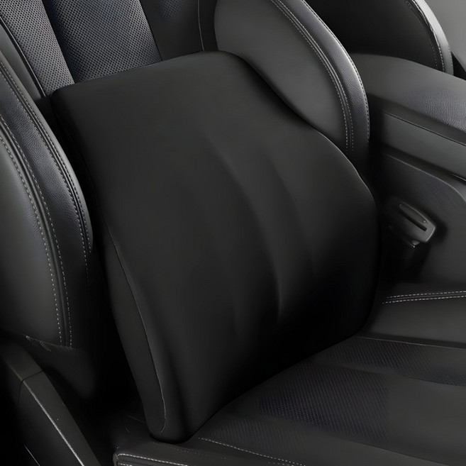 HwaDon 고급 메모리폼 차량 등받이 허리쿠션, 1개, 블랙