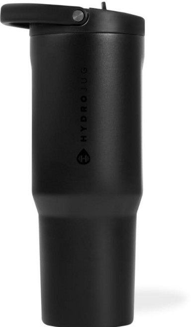HydroJug 스포츠 - 빨대가 있는 스테인리스 스틸 텀블러 진공 단열 591.5ml20온스 누출 방지 물병 인체 공학적 디자인 재사용 가능 식기 세척기 사용 고무, 블랙