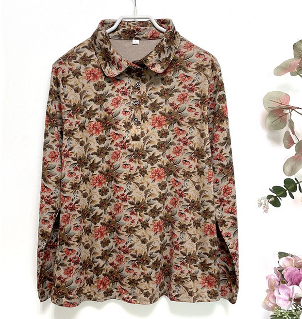 국민할매 할머니옷 봄 가을 도톰 데일리 비올라 카라 티셔츠[SH-090] 요양원옷