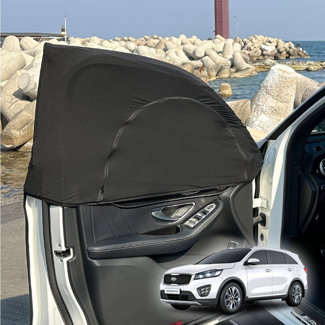 올뉴쏘렌토 모기장 차량용 방충망 차박 커튼 햇빛가리개 1+1, 블랙, 1세트, 뒷좌석 1+1 (특대)