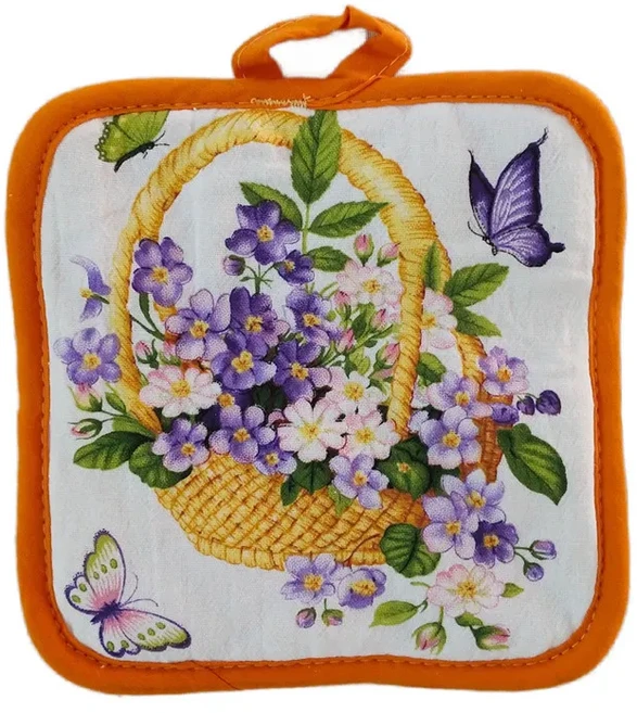 정사각형 코튼 꽃 과일 인쇄 내열 식기 매트 주방 테이블 장식 17x17cm 1 개, 01 16.5x16.5cm, 12 Style 13