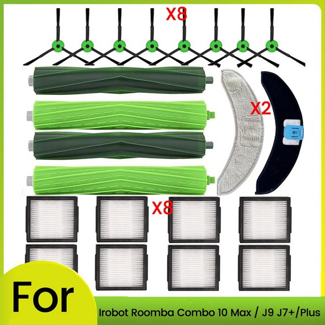 IROBOT ROOMBA COMBO 10 MAX J9 J7+/PLUS 진공 청소기 교체 부품 Moping 패드 사이드 브러시 필터 롤러 브러시, [01] 옵션1, 1개