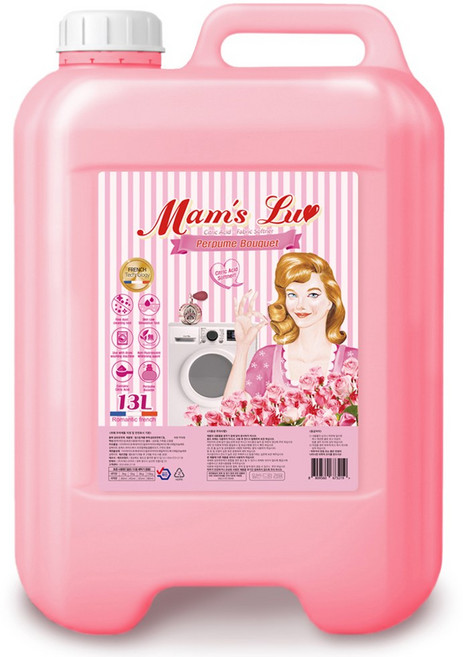 맘스럽 퍼퓸부케 프리미엄 섬유유연제 말통형 특대용량 고급 프랑스 향수첨가 에이프릴 핑크로즈향 실내건조형 구연산첨가 프리미엄, 13L, 1개