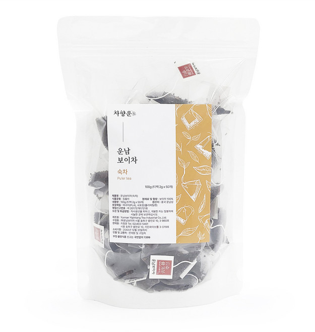 차향운 운남보이차 숙차 티백 유기농, 1세트, 50개입, 2g