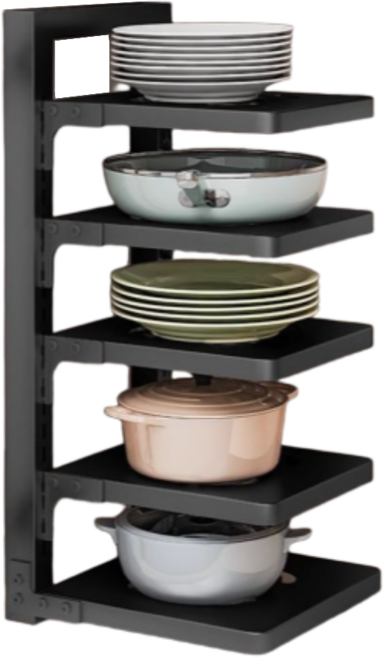 가려거든 높이조절 굵은두께 후라이팬 냄비 정리대, 1개, 블랙 단면, 5단