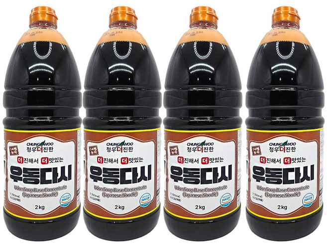 청우 더진한 우동다시 우동소스 우동육수, 2kg, 4개