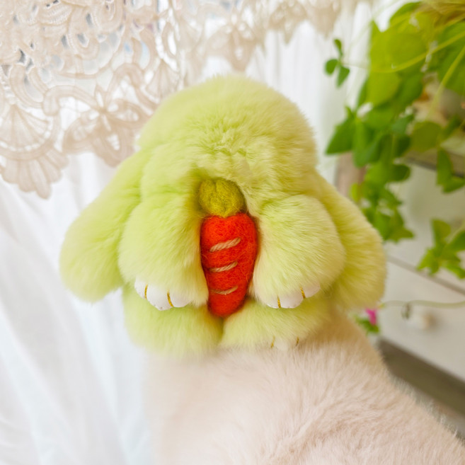 샤샤벨 리얼퍼 천연 토끼털 당근 토끼 인형 여성 가방 키링