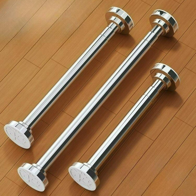 하중 지지대 높이조절 무거운 무게 받침대 무타공 스테인레스 길이조절 내구성 견고한 압축봉, 중(42~65cm), 1개, 실버