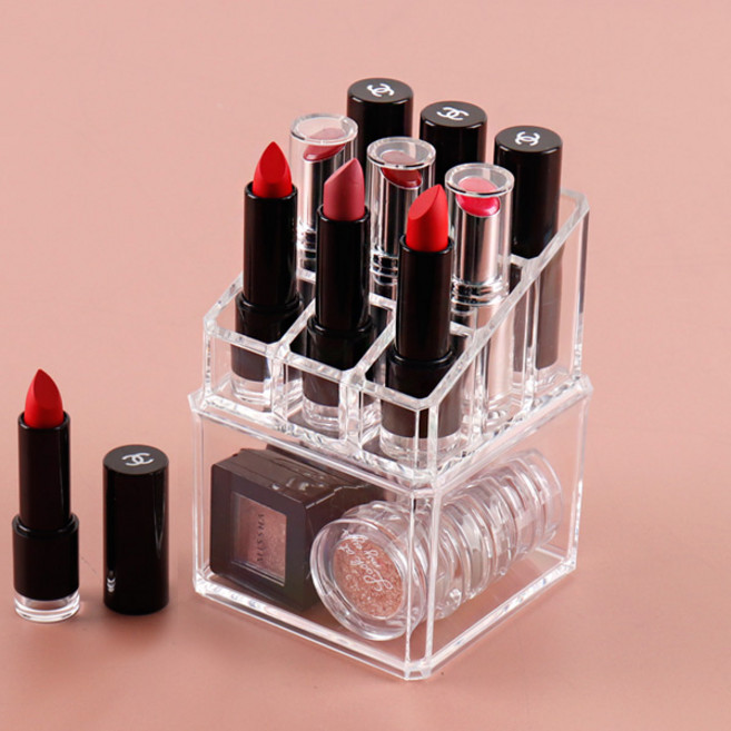 립스틱 화장품 정리함 2단 투명 정리대 보관함 섀도우 보관 수납함, JP1035, 1개