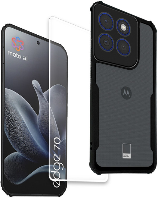 모토로라 엣지 70 하이브리드 백커버 케이스 + 액정강화유리 필름