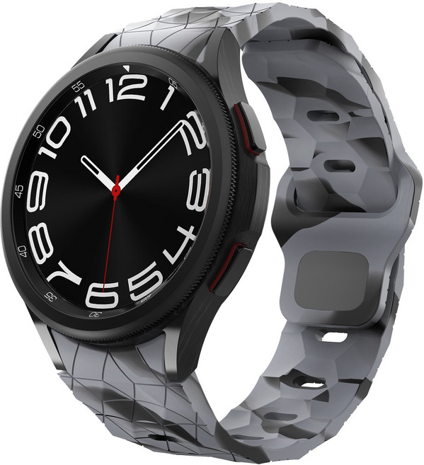 Fegwilde 갤럭시워치 호환 축구 텍스처 실리콘 스트랩 7/6/6클래식/5/5골프/4/4클래식 40mm 44mm 45mm 43mm 47mm 42mm 46mm, 회색 검은 색