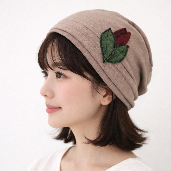 로즈 가든 소프트 찰랑 두건 여성 비니 모자