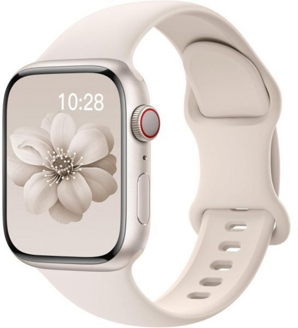 Apple Watch 밴드와 호환되는 스포츠 실리콘 밴드 40mm 38mm 41mm 45mm 42mm 49mm 여성 남성 소프트 손목밴드 방수 교체 스트랩 iWatch 시리즈, Starlight, 38mm/40mm/41mm/42mm(Series 10)