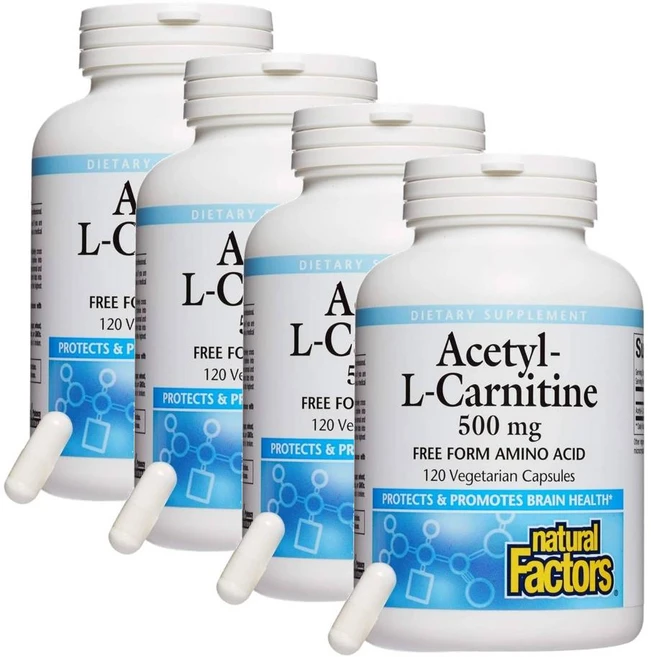 내추럴팩터스 아세틸 L-카르니틴 500 mg 캡슐 Natural Factors Acetyl L-Carnitine, 4개, 120정 - 쿠팡