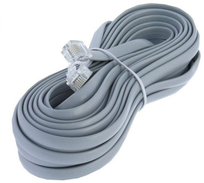 25ft 헤비듀티 RJ12 실버 새틴 6컨덕터 6P 6C 역유선 전화선 코드 by Corpco, 1개