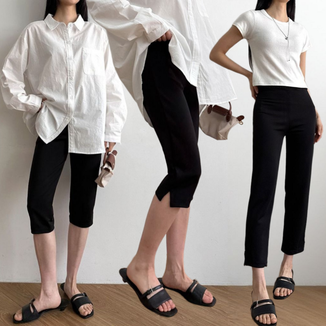 드몽 여성 쫀쫀 슬림 스판 바이커팬츠 카프리팬츠 5부 7부